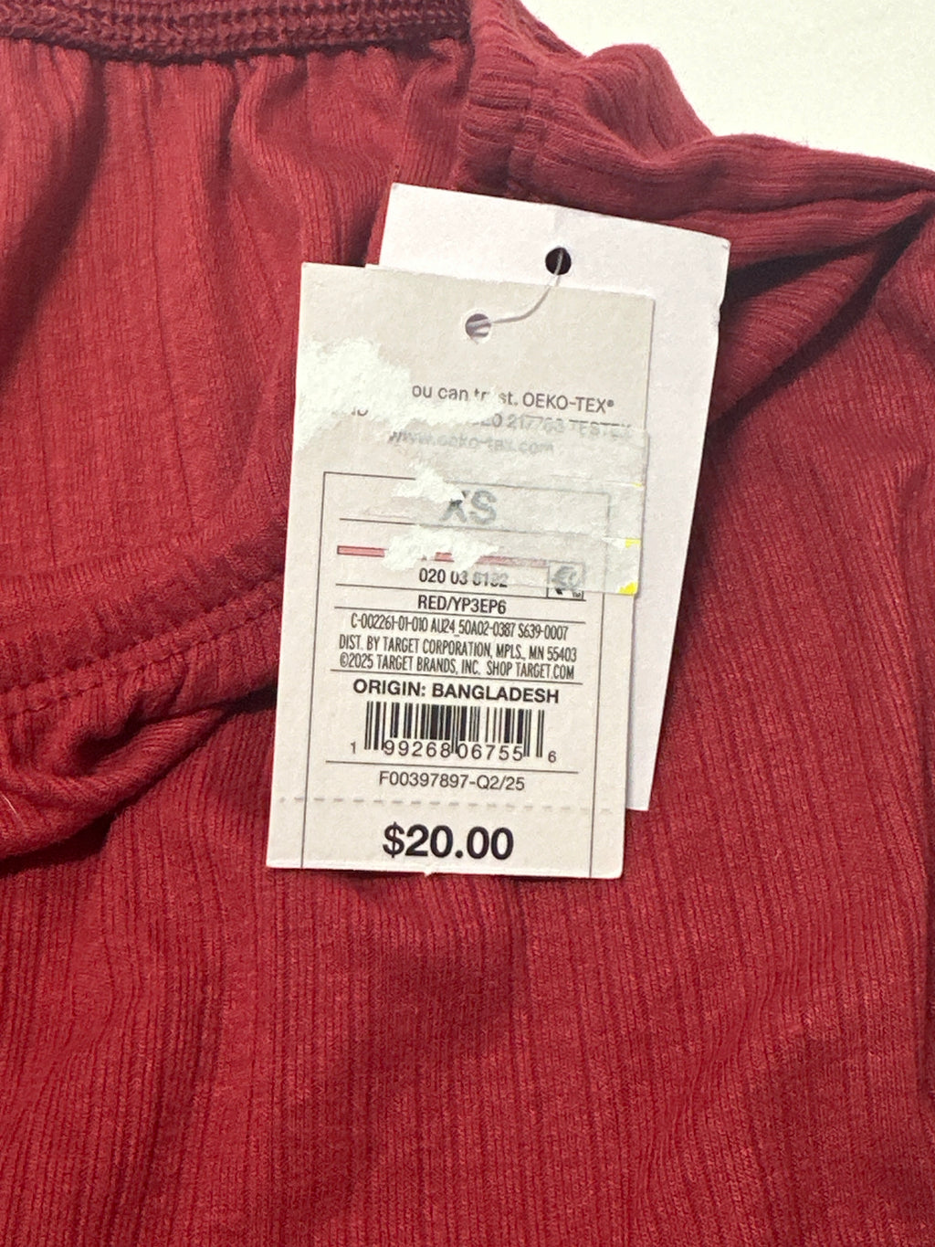 Auden women's red soft ribbed sleepwear pants size XS