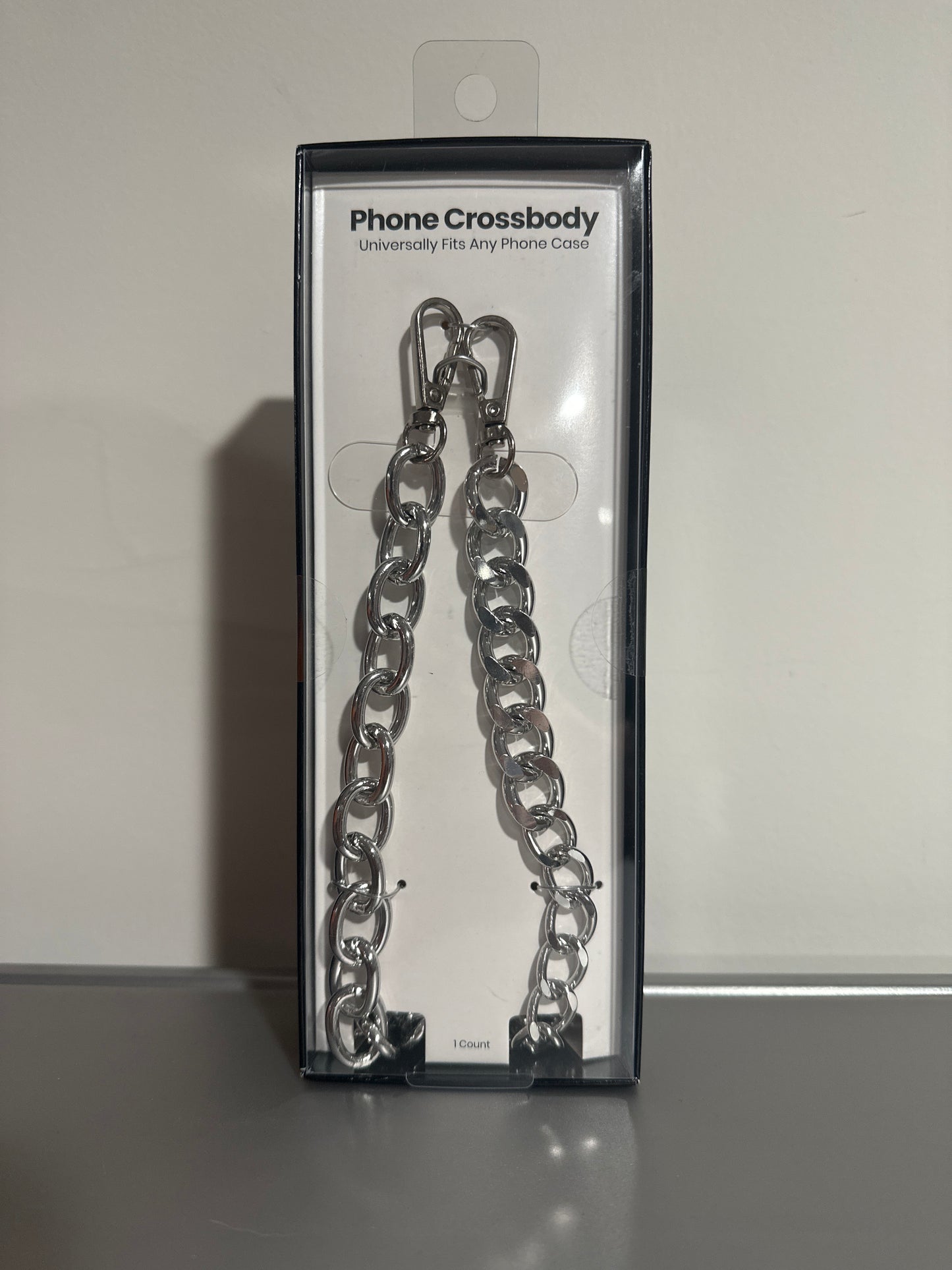 Hello Lux Phone Crossbody Mixed Link Silver Chain