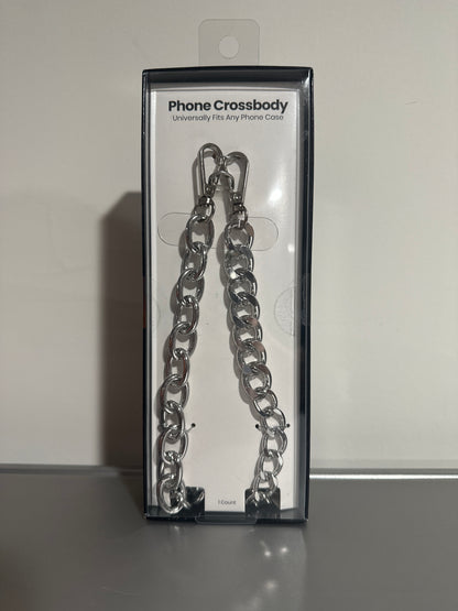 Hello Lux Phone Crossbody Mixed Link Silver Chain