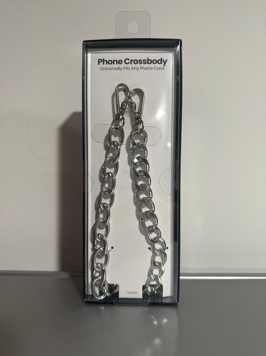 Hello Lux Phone Crossbody Mixed Link Silver Chain