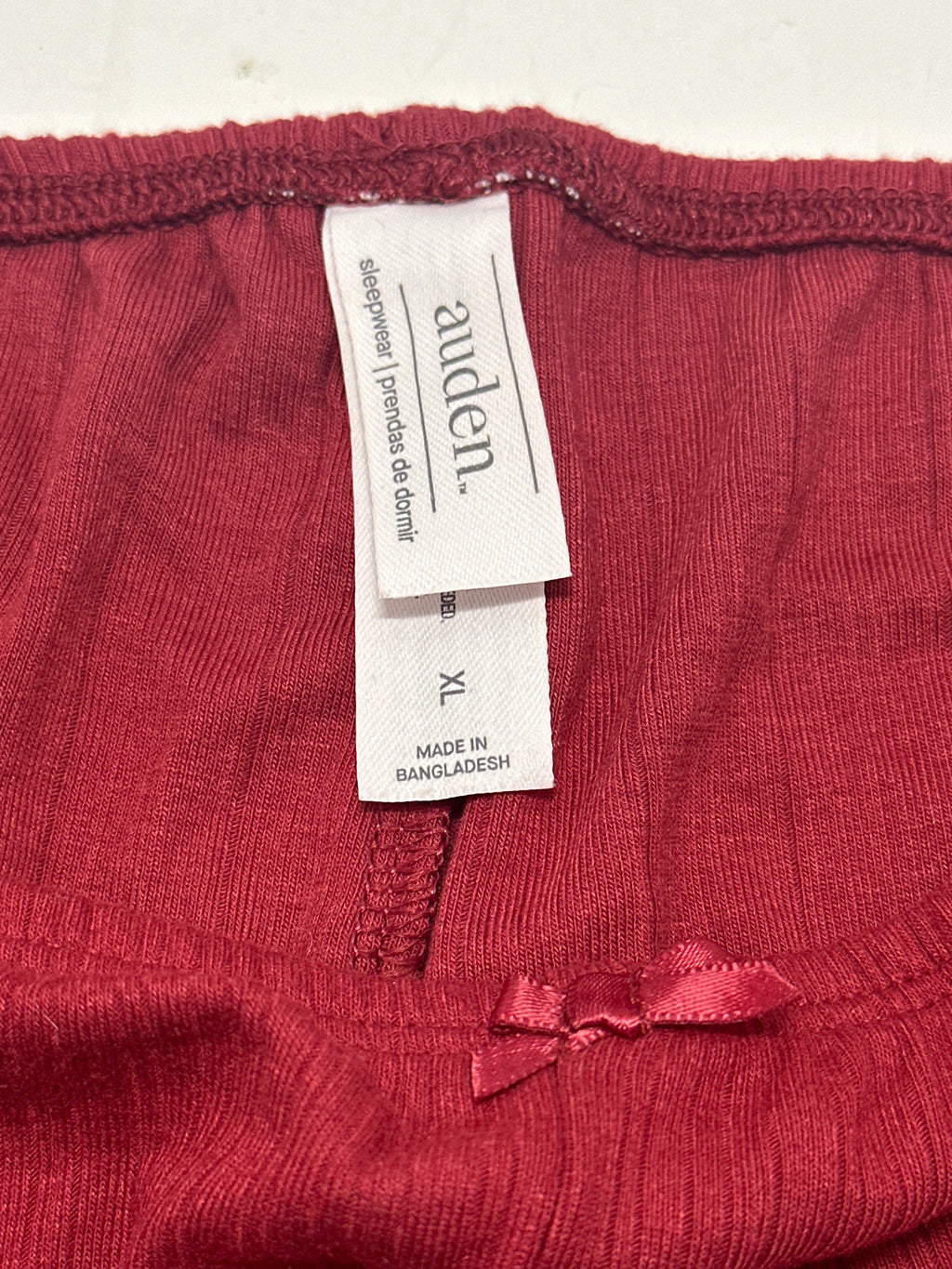 Auden women's red soft ribbed sleepwear pants size XL