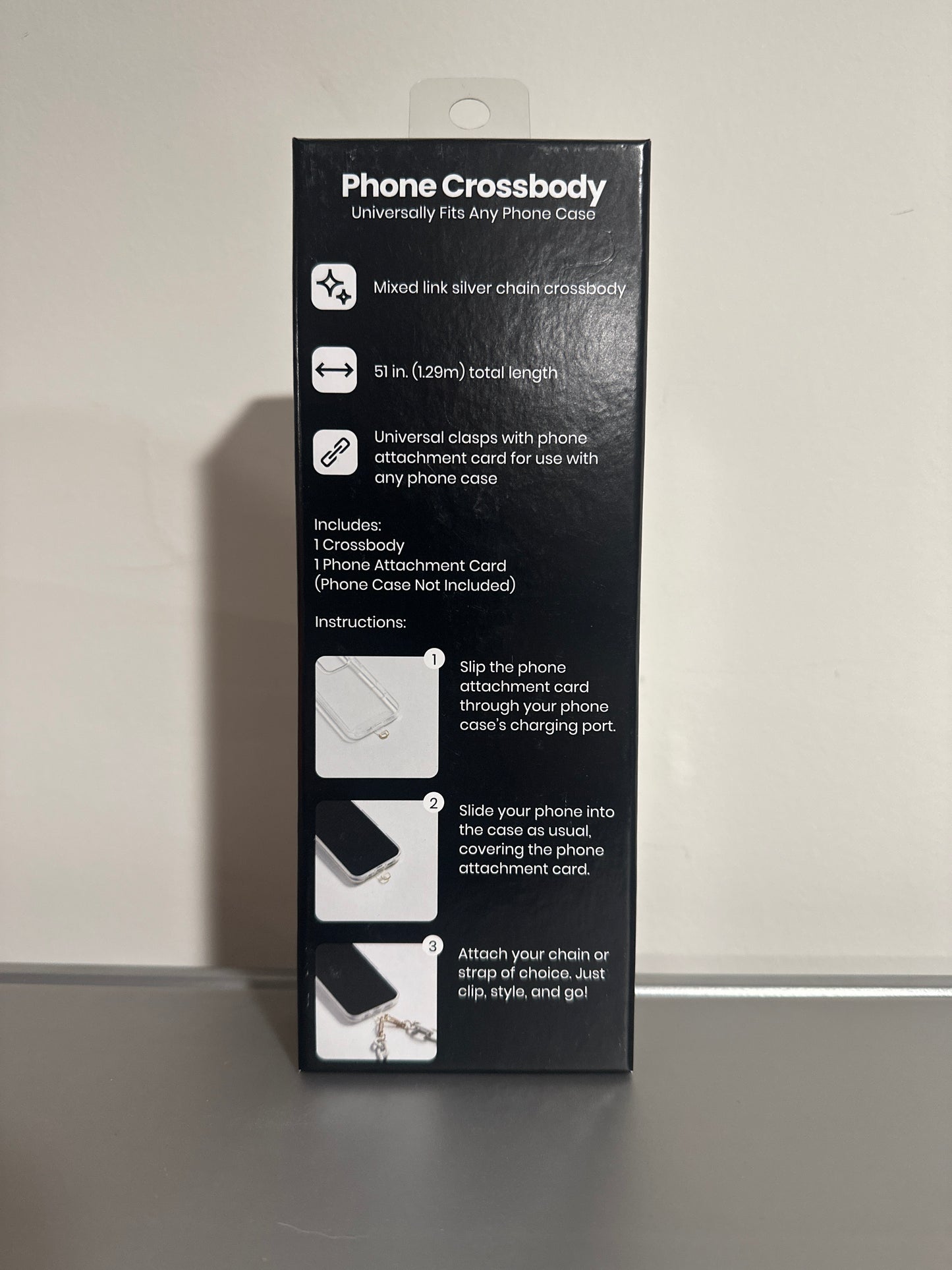 Hello Lux Phone Crossbody Mixed Link Silver Chain