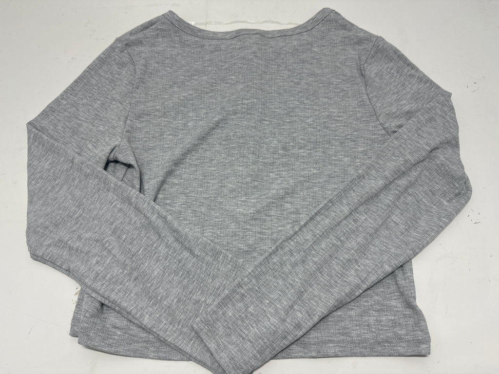 Auden Women's Gray Ribbed Long Sleeve Henley Sleepwear Top Size XS