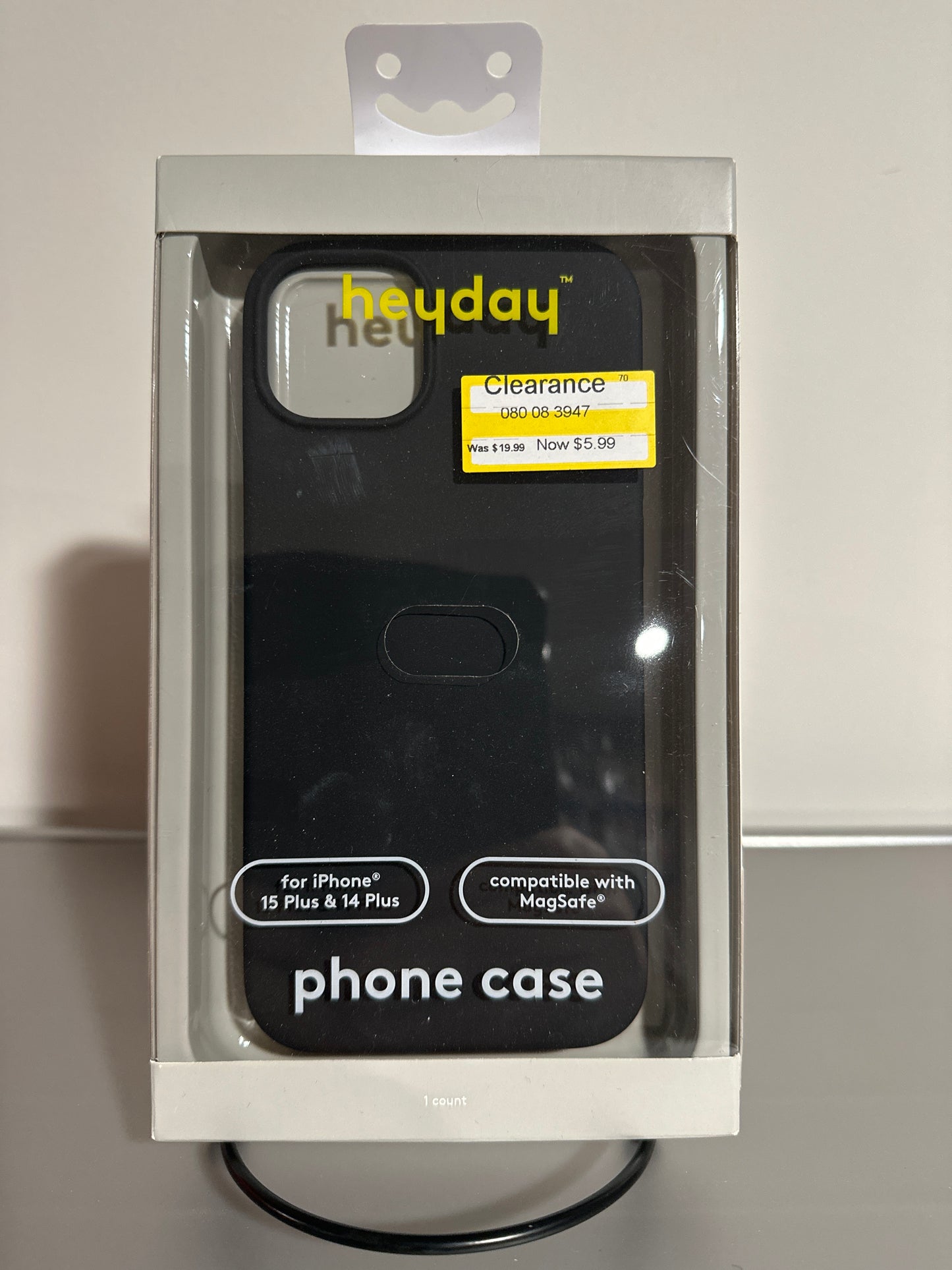 heyday™ Antimicrobial Black Phone Case for iPhone 14 Plus & 15 Plus (MagSafe Compatible)