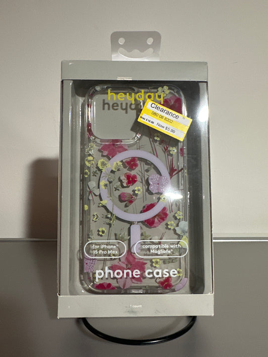 heyday™ Phone Case for iPhone 15 Pro Max – Floral Clear (MagSafe Compatible)