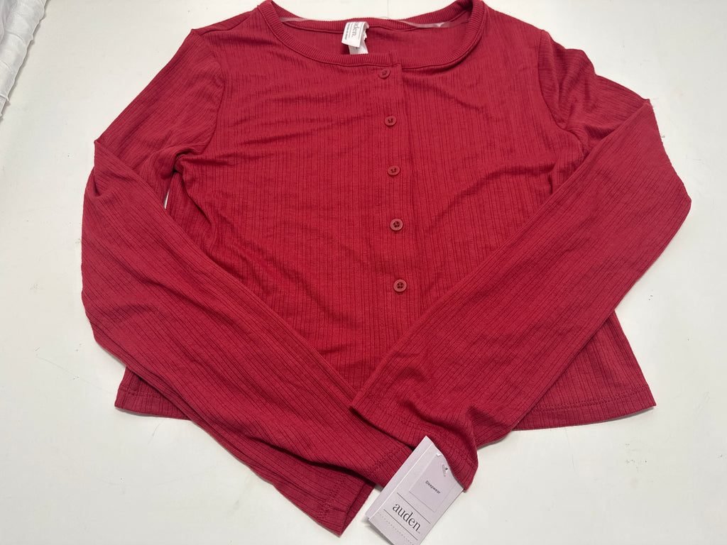 Auden women's red ribbed Henley sleepwear top size M photo 1