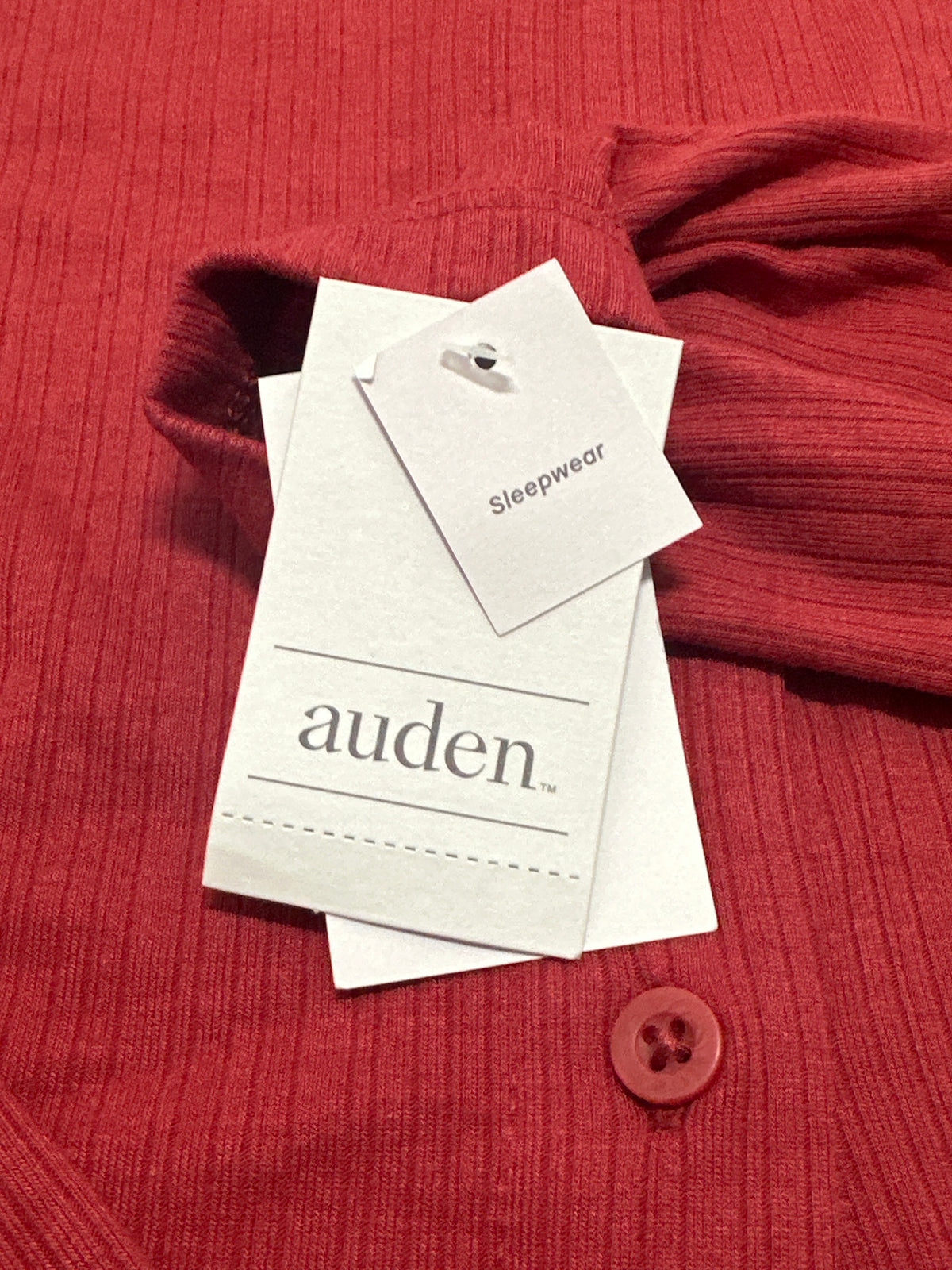 Auden women's red ribbed Henley sleepwear top size XS photo 3