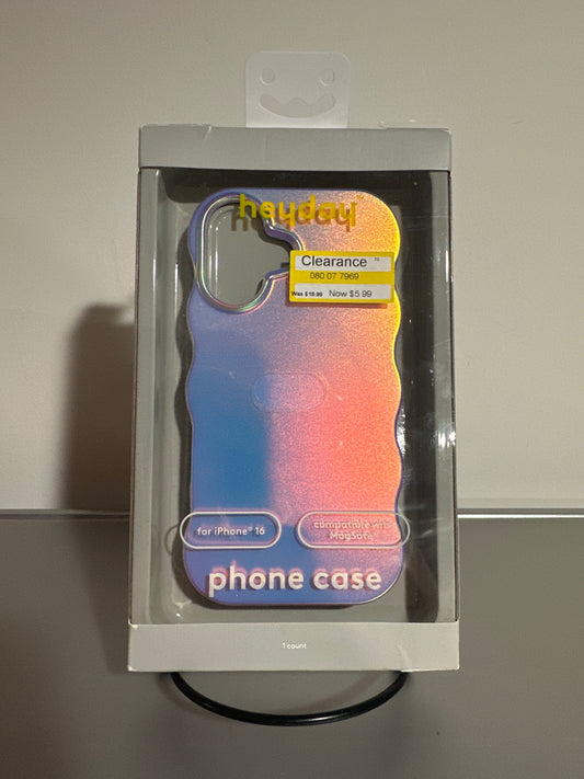 heyday™ Phone Case for iPhone 16 – Iridescent Gradient Wave (MagSafe Compatible)