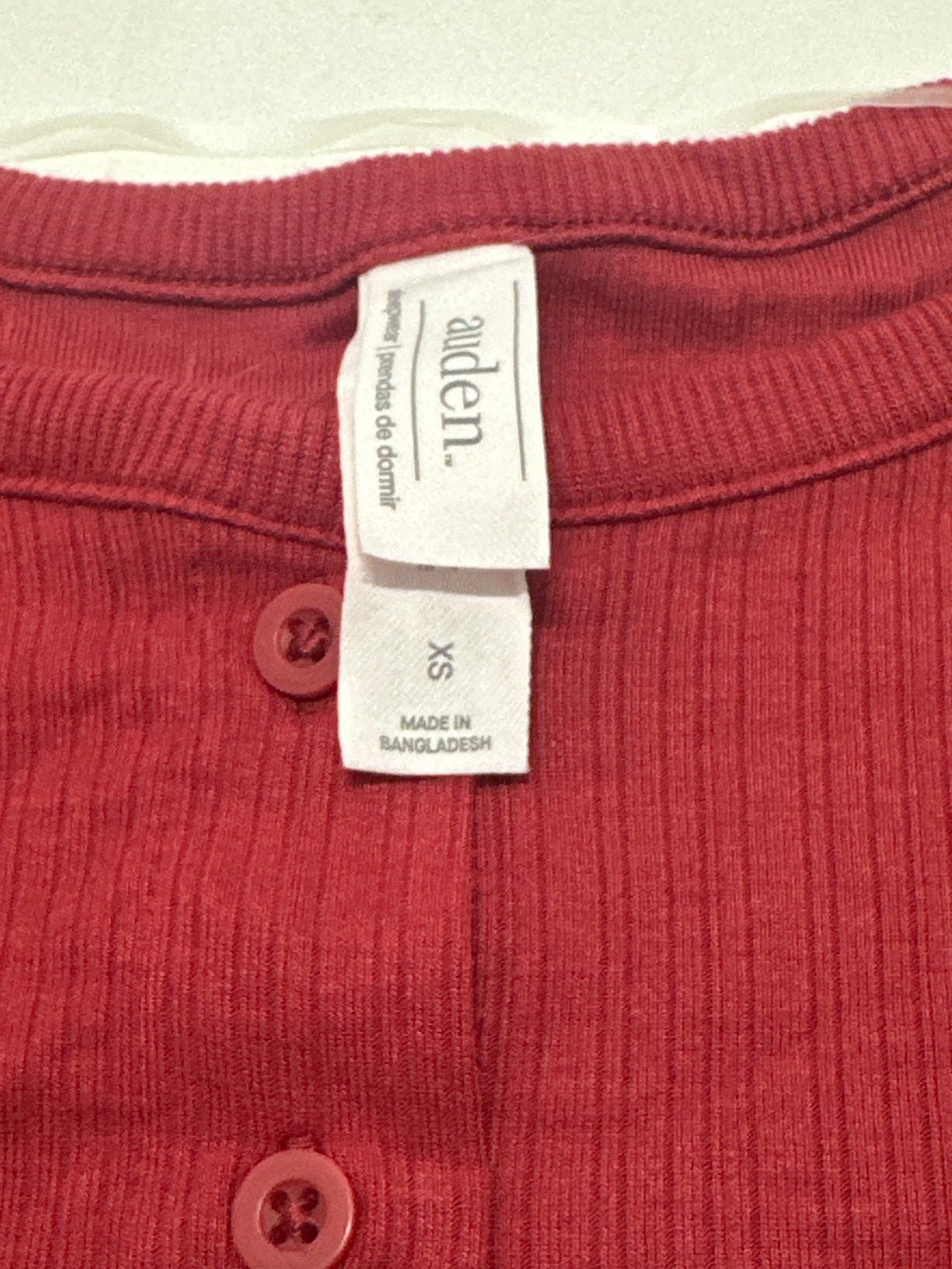 Auden women's red ribbed Henley sleepwear top size XS photo 6