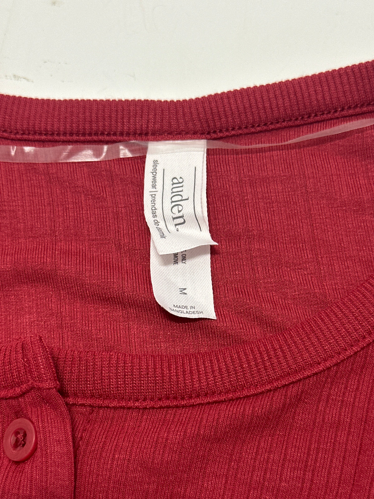 Auden women's red ribbed Henley sleepwear top size M photo 3