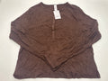Auden women's brown ribbed Henley sleepwear top size XL photo 1