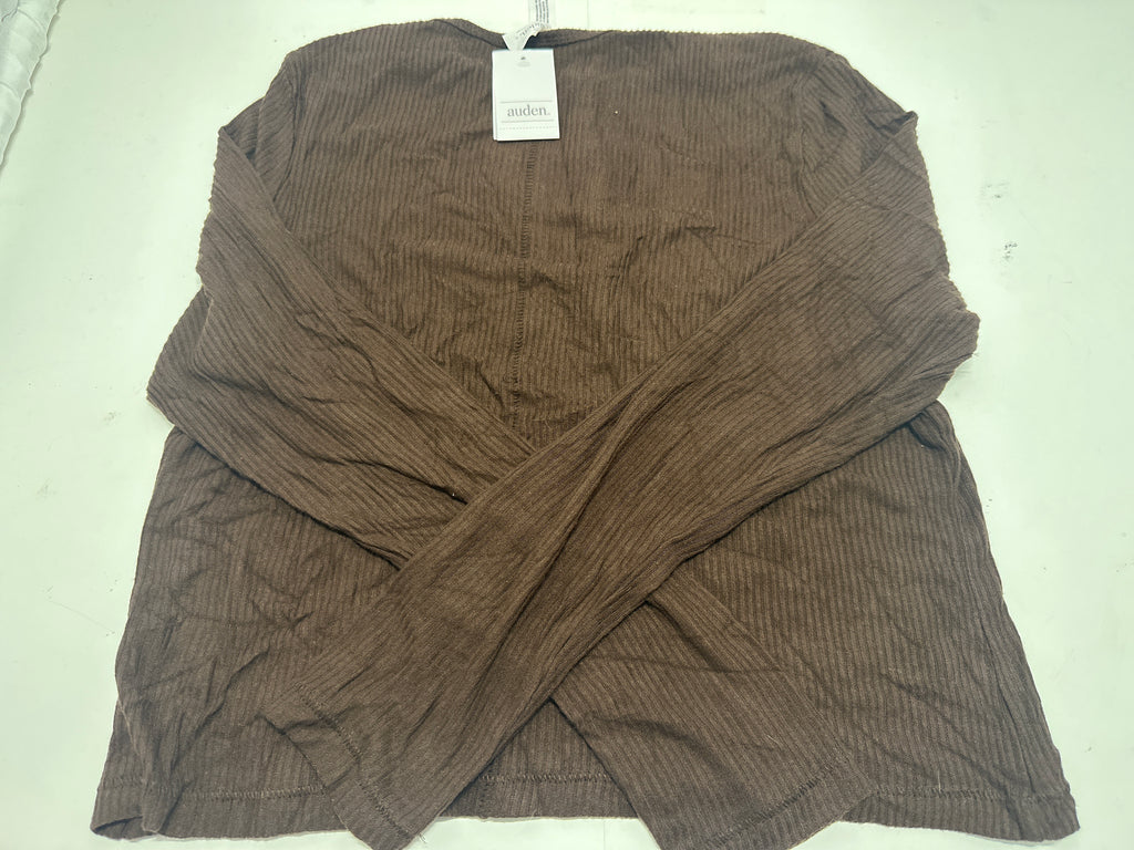 Auden women's brown ribbed Henley sleepwear top size XL photo 3