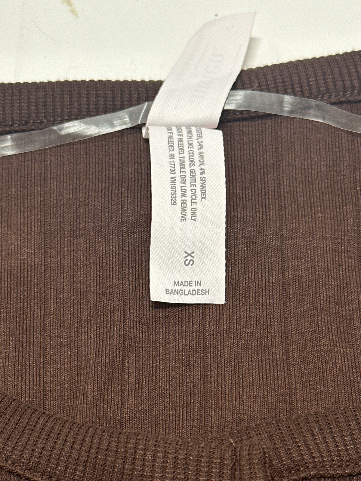 Auden women's brown ribbed Henley sleepwear top size XS detail