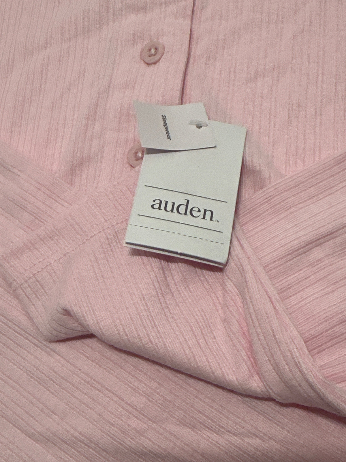 Auden women's pink ribbed Henley sleepwear top size XS photo 3
