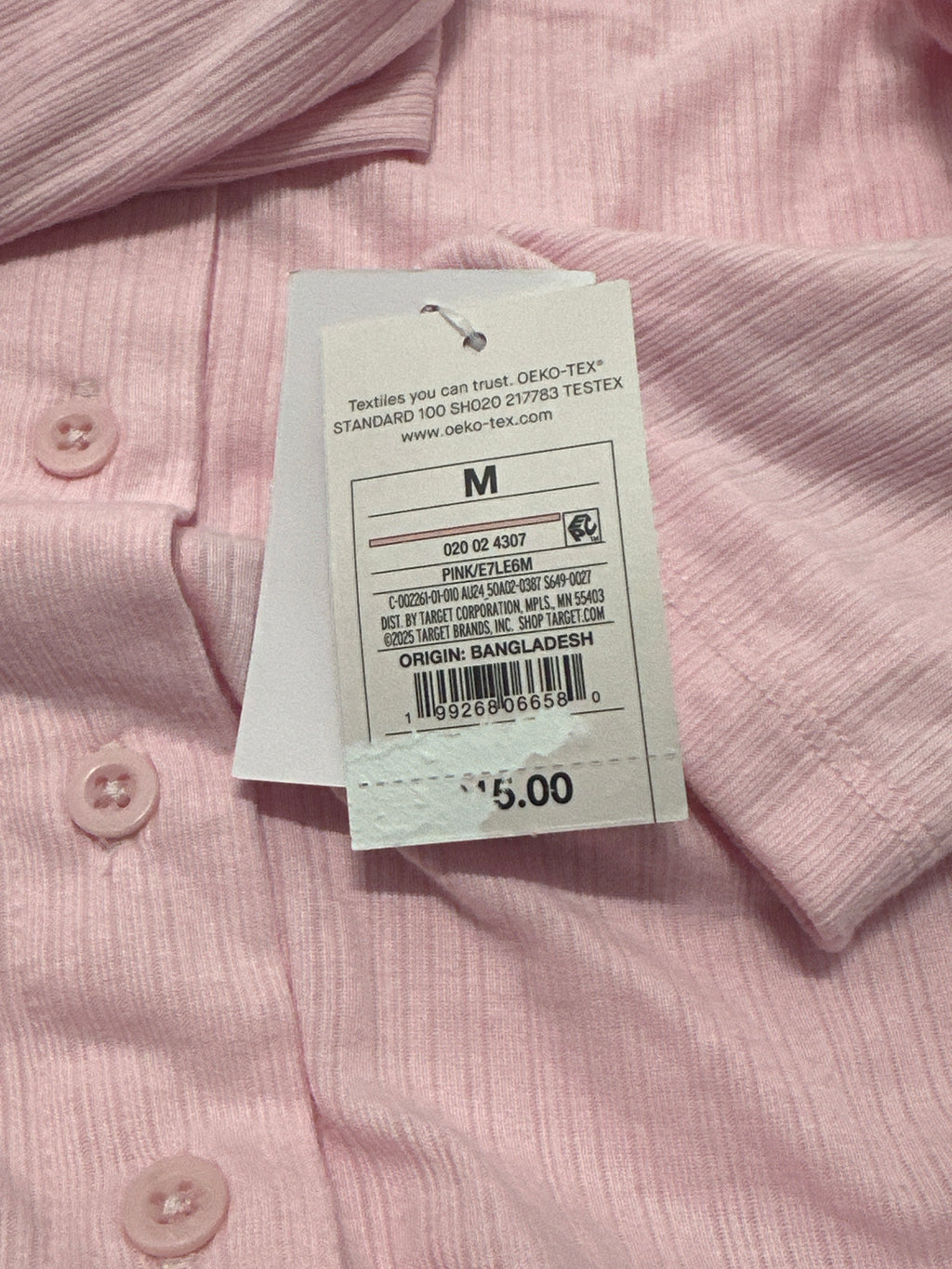 Auden women's pink ribbed Henley sleepwear top size M photo 5
