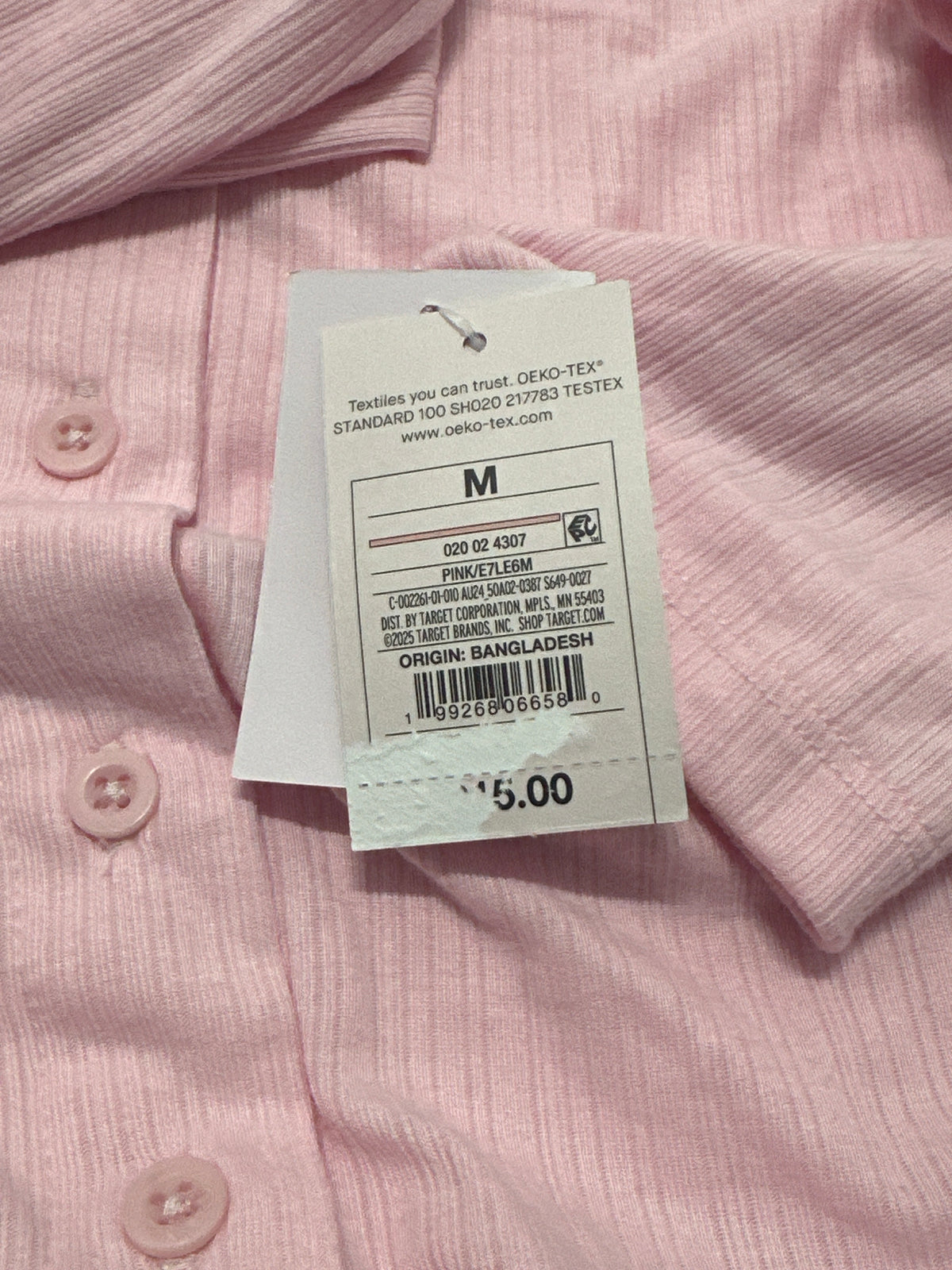 Auden women's pink ribbed Henley sleepwear top size M photo 5