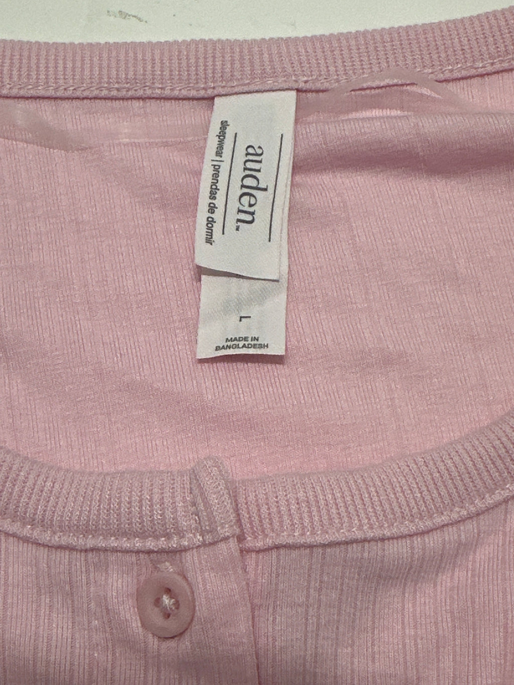 Auden women's pink ribbed Henley sleepwear top size L photo 3