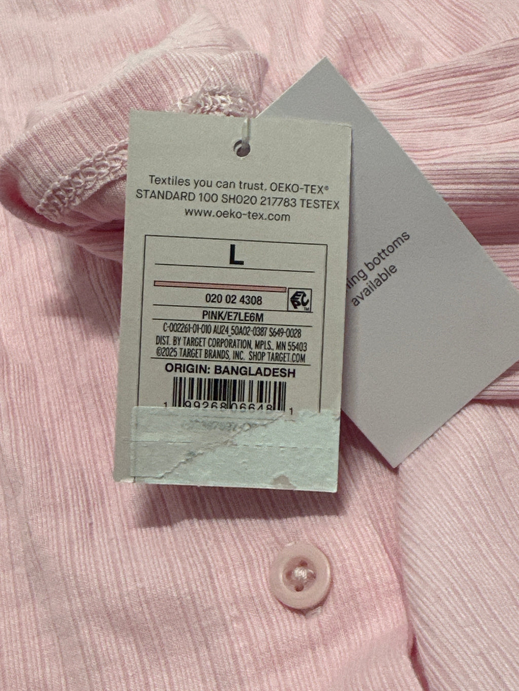 Auden women's pink ribbed Henley sleepwear top size L photo 4