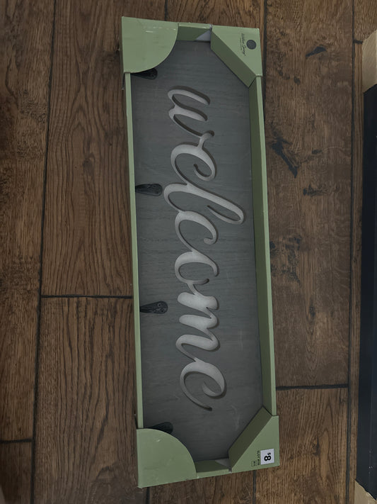 Gray Welcome sign with Keys hooks