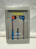 Heyday Wired Earbuds 3.5mm AUX Microphone Remote Bright Blue New