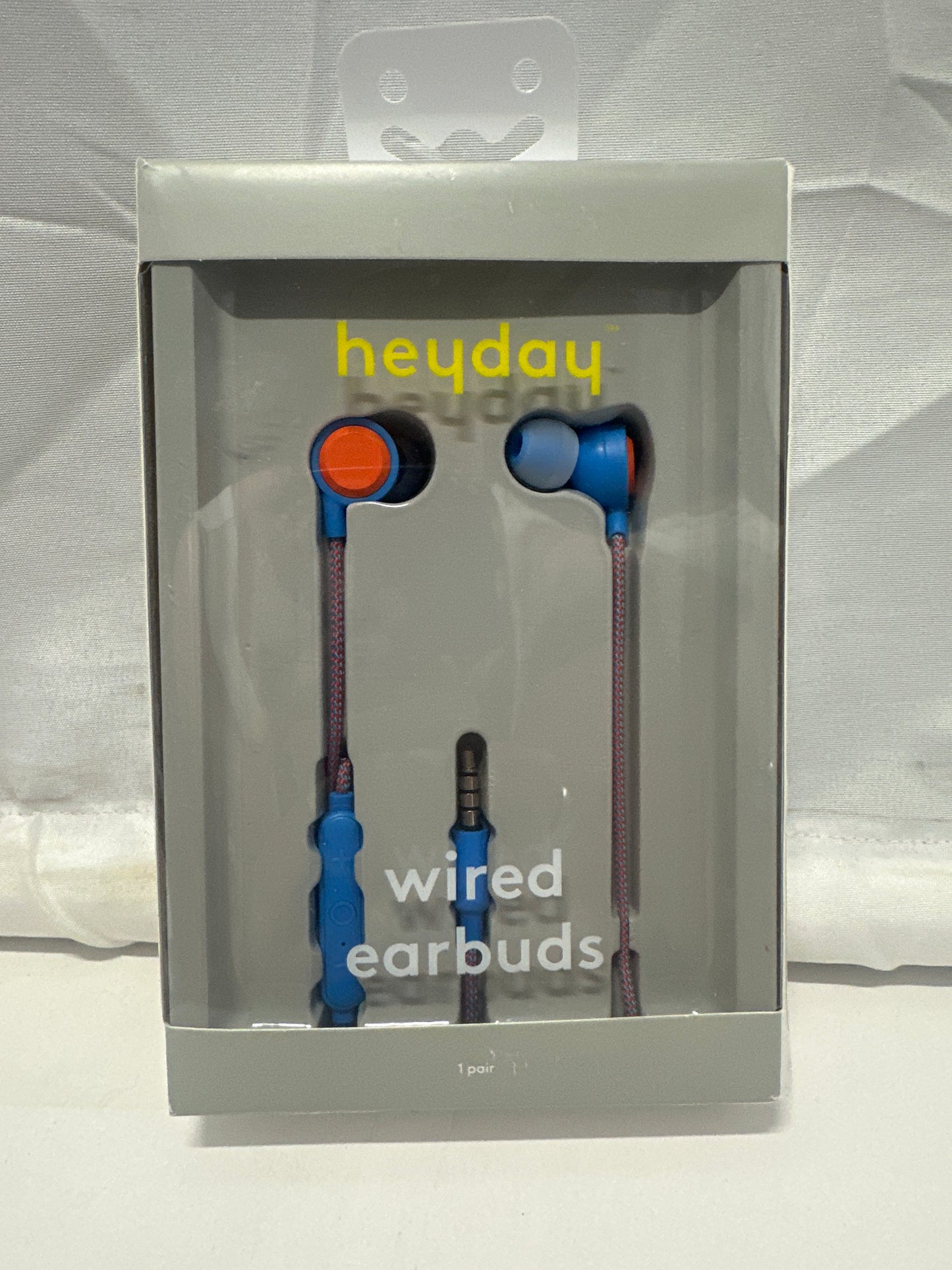 Heyday Wired Earbuds 3.5mm AUX Microphone Remote Bright Blue New