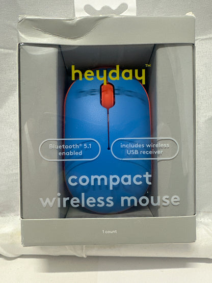 Heyday Compact Wireless Mouse Bluetooth 5.1 Bright Blue USB Receiver New