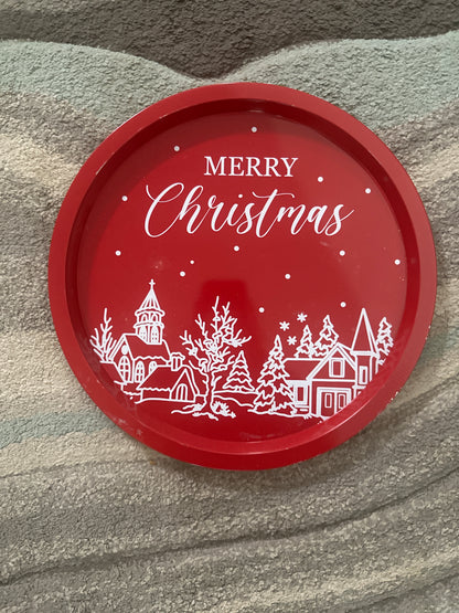 Red “Merry Christmas” serving tray