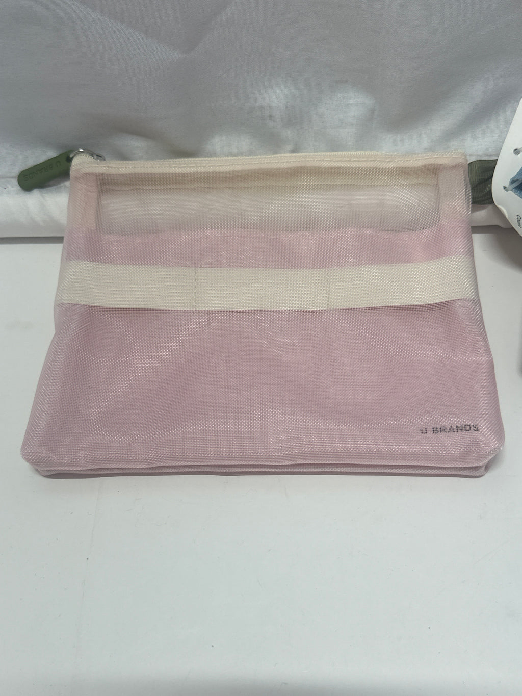 U Brands Mesh Tech Pouch 2 Pack Pink & Olive Travel Organizer Set