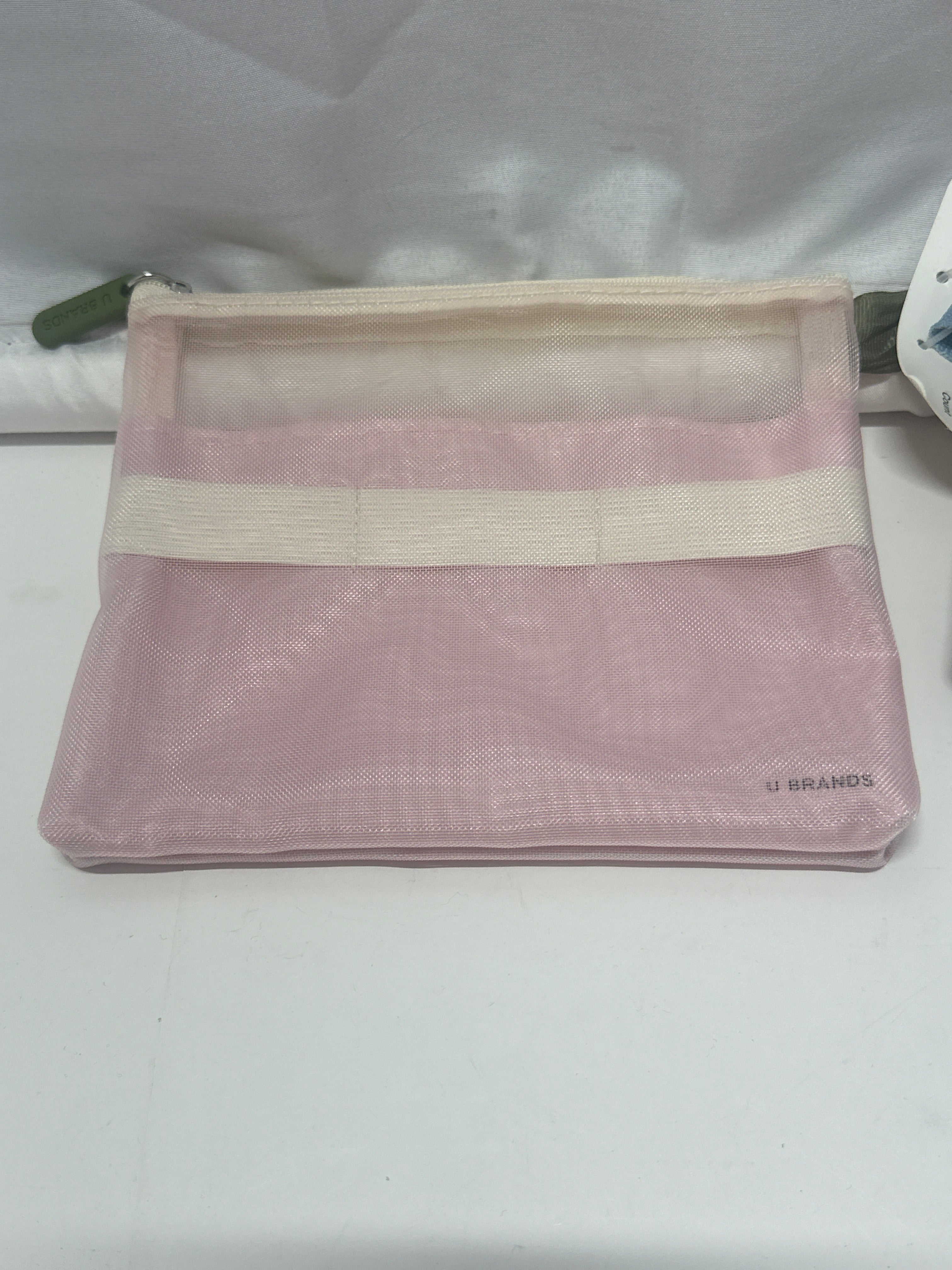 U Brands Mesh Tech Pouch 2 Pack Pink & Olive Travel Organizer Set