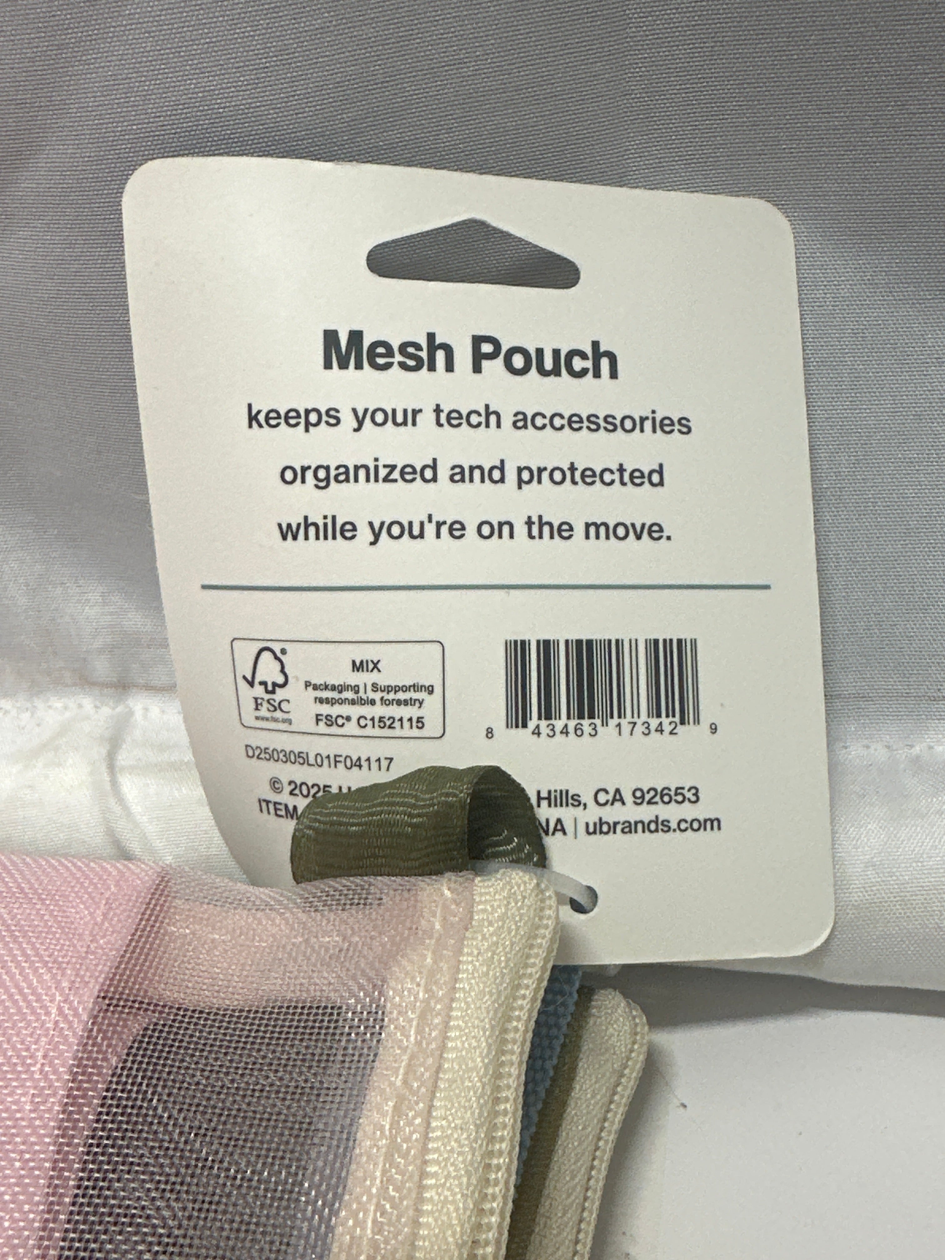 U Brands Mesh Tech Pouch 2 Pack Pink & Olive Travel Organizer Set