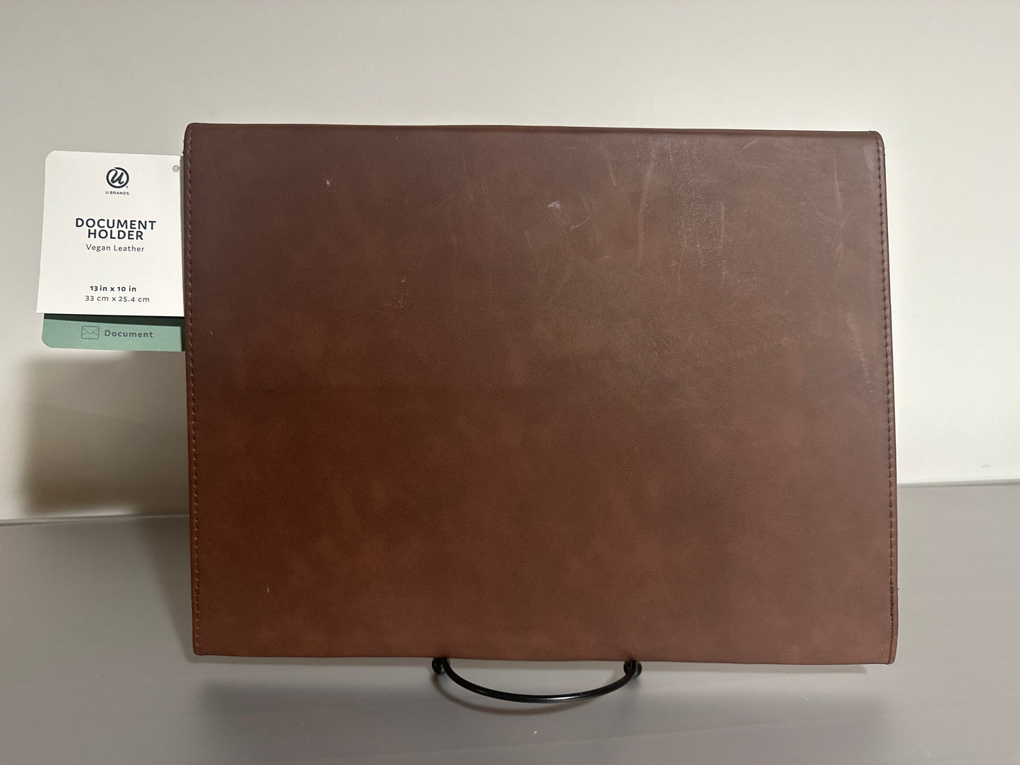 U Brands Vegan Leather Document Holder – 13" × 10" (Brown)