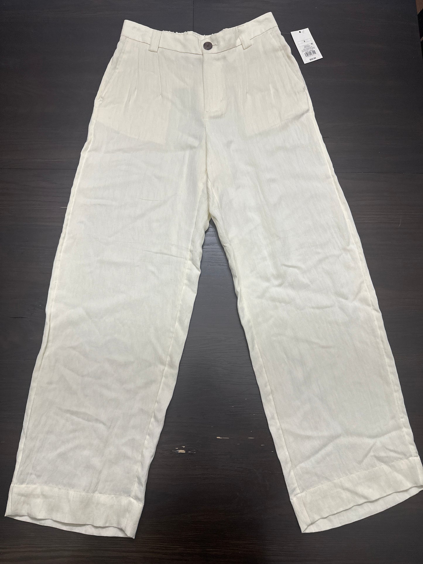 A New Day™ Off-White Linen-Blend Ankle Pants – Women’s Size 6