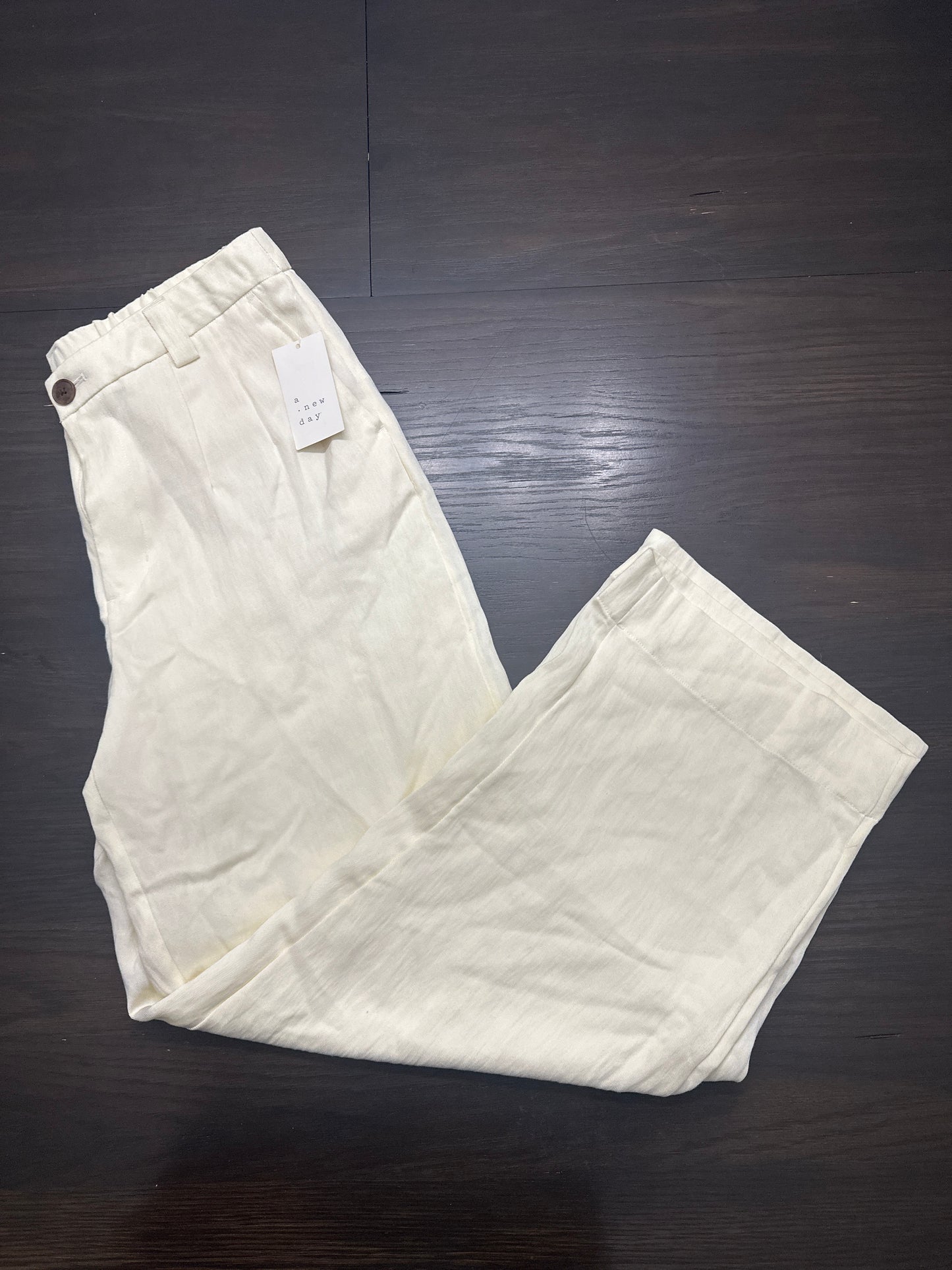 A New Day™ Off-White Linen-Blend Ankle Pants – Women’s Size 12