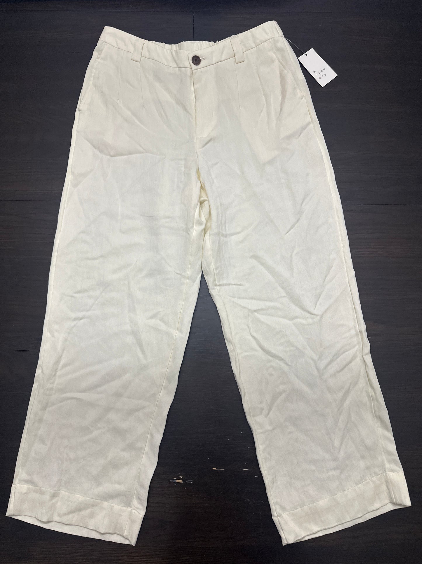 A New Day™ Off-White Linen-Blend Ankle Pants – Women’s Size 12