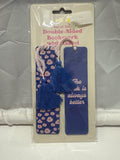 Pink Sky Set of 2 Double-Sided Vegan Leather Bookmarks Tassel Blue Floral