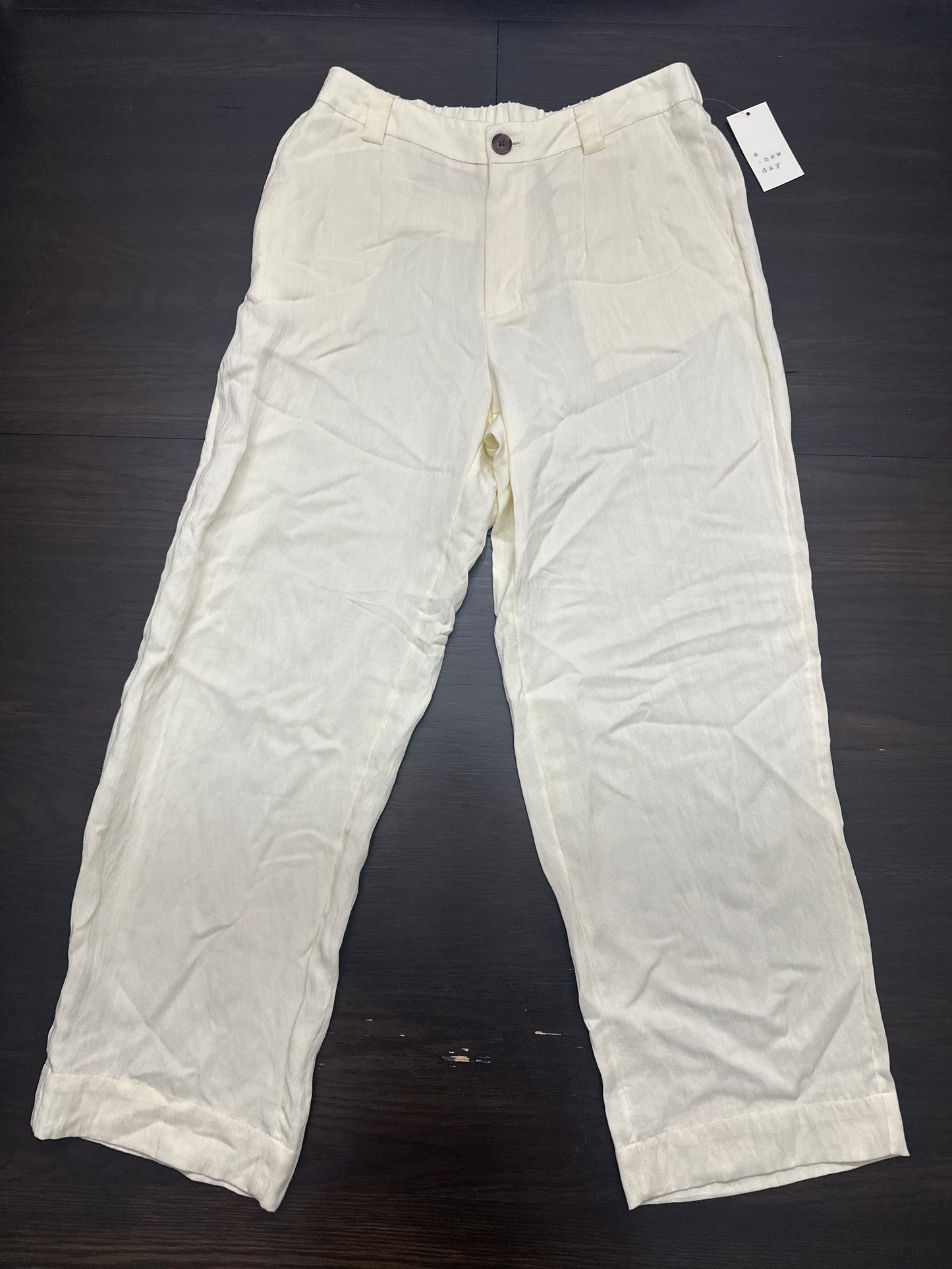 A New Day™ Off-White Linen-Blend Ankle Pants – Women’s Size 10