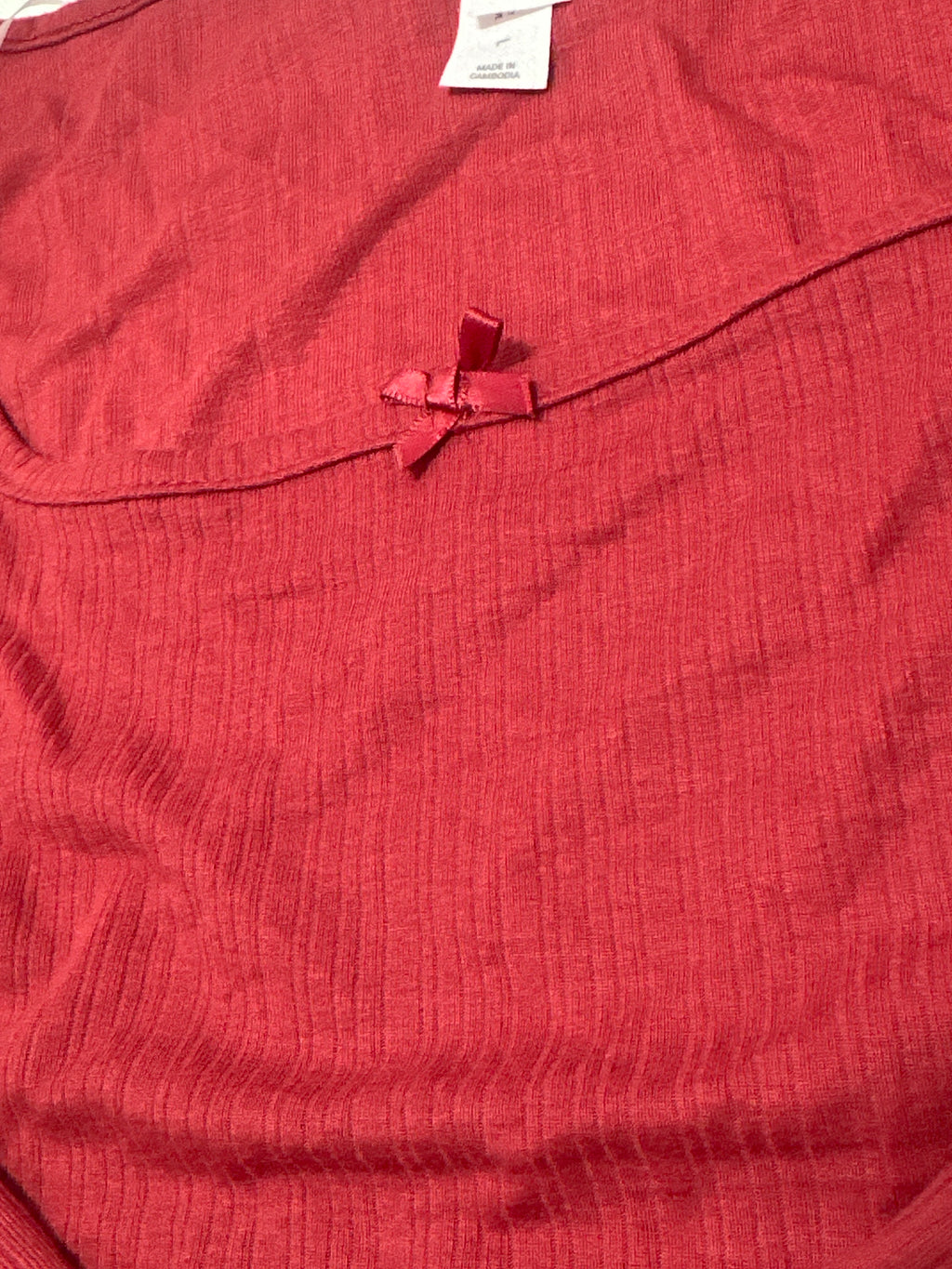 Auden women's red ribbed long sleeve sleepwear top size L photo 2