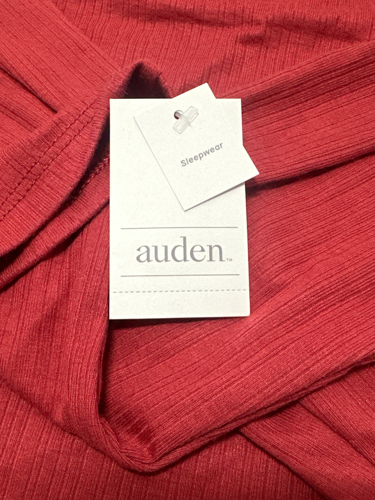 Auden women's red ribbed long sleeve sleepwear top size L photo 3