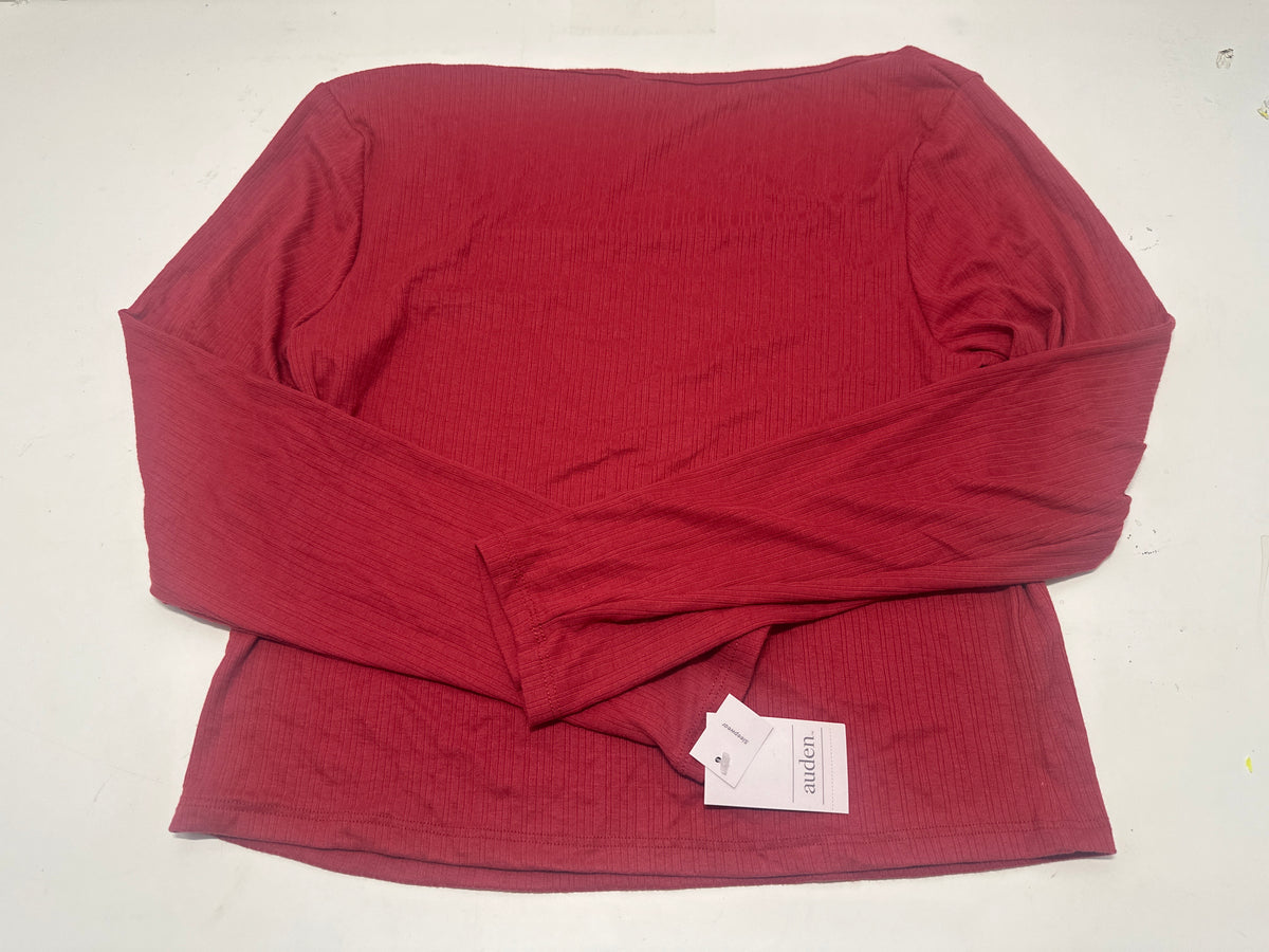 Auden women's red ribbed long sleeve sleepwear top size XL photo 2