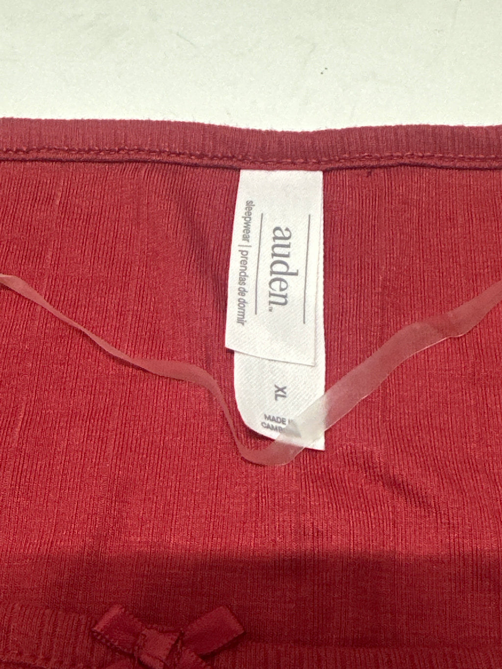 Auden women's red ribbed long sleeve sleepwear top size XL photo 3