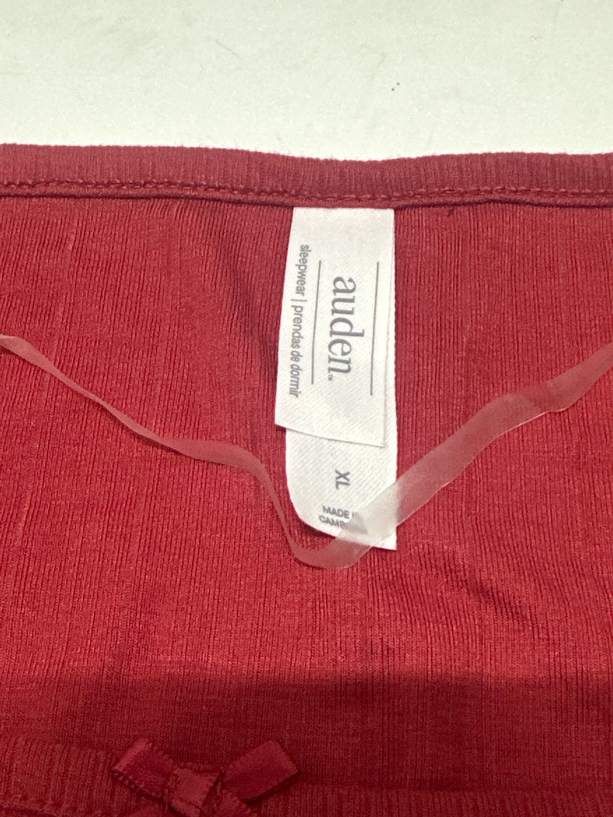 Auden women's red ribbed long sleeve sleepwear top size XL photo 3