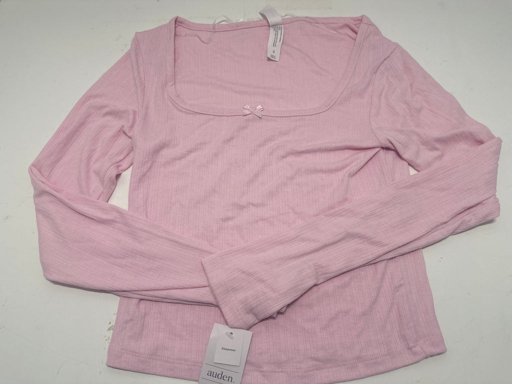 Auden women's pink ribbed long sleeve sleepwear top size XL view 1
