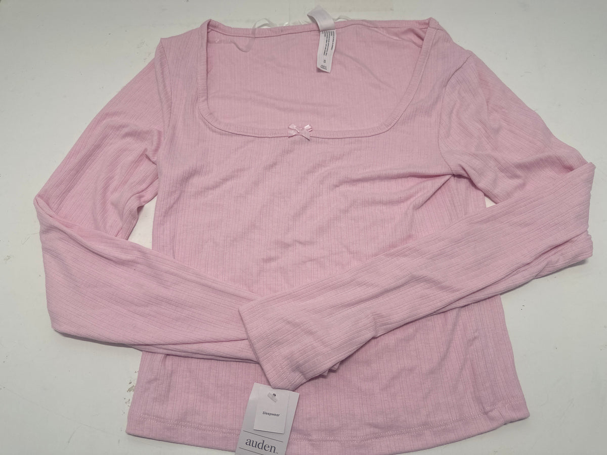 Auden women's pink ribbed long sleeve sleepwear top size XL view 1