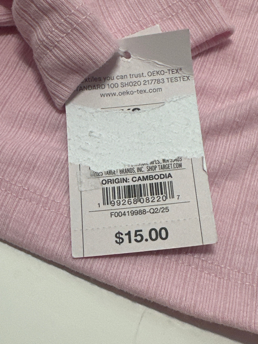 Auden women's pink ribbed long sleeve sleepwear top size XS view 3