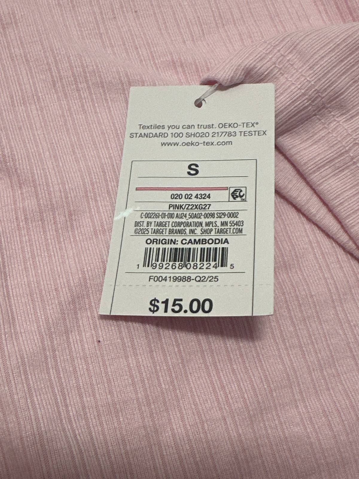 Auden women's pink ribbed long sleeve sleepwear top size S view 4