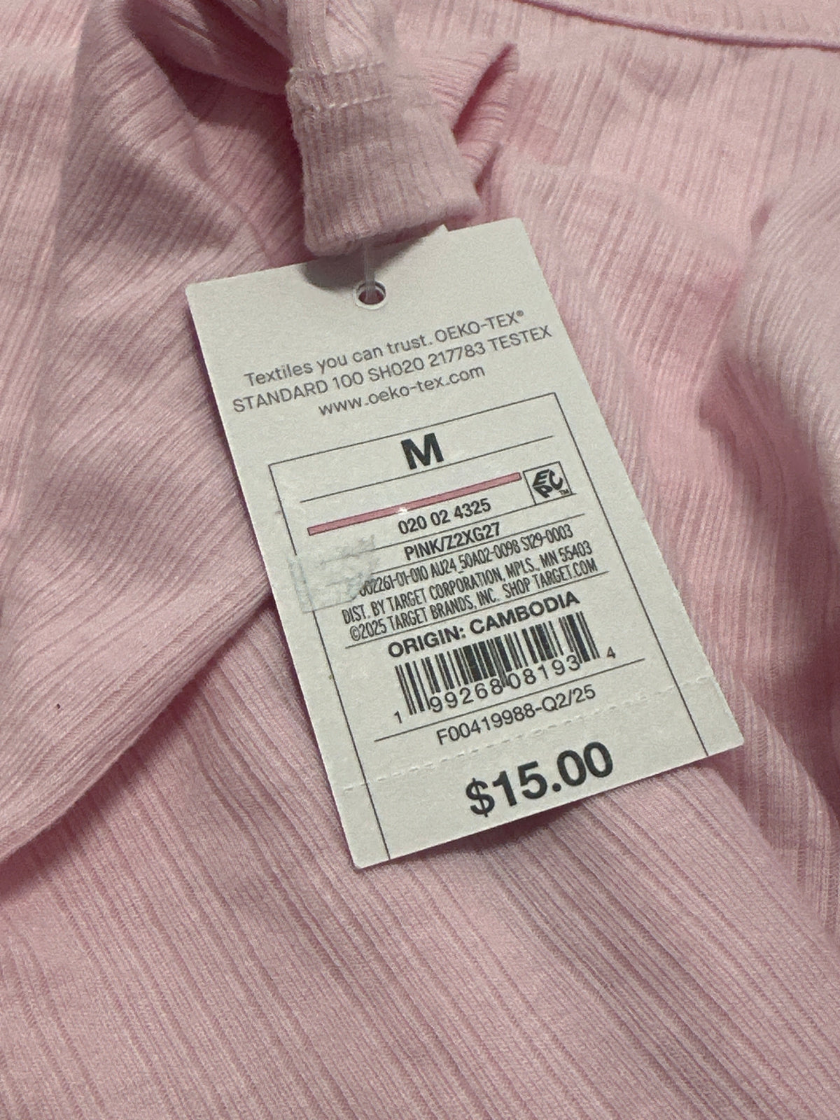Auden women's pink ribbed long sleeve sleepwear top size M view 4