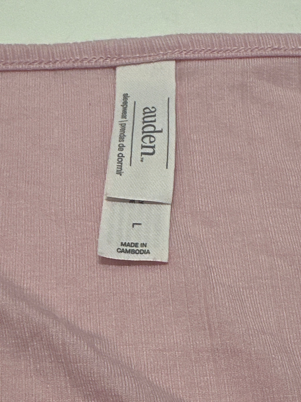 Auden women's pink ribbed long sleeve sleepwear top size L view 3