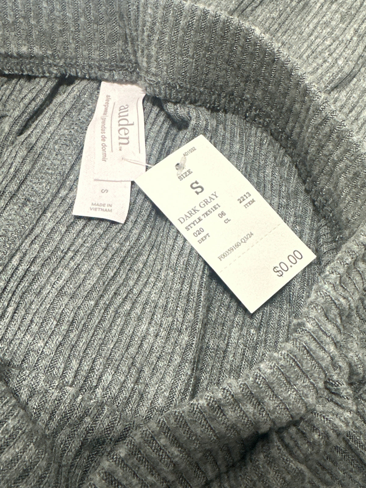 Auden women's dark gray ribbed sleepwear pants size S view 5