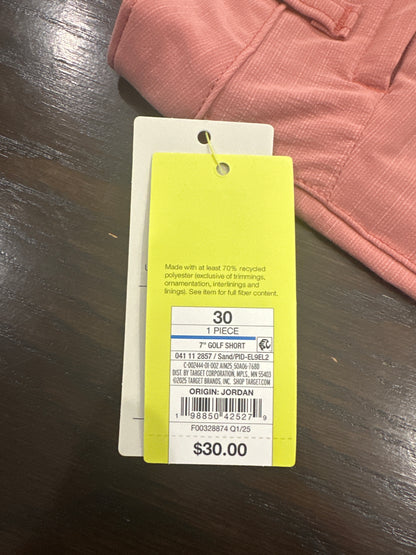 All in Motion™ Men’s Golf Shorts – 7" Inseam (Size 30), Sand / muted coral tone