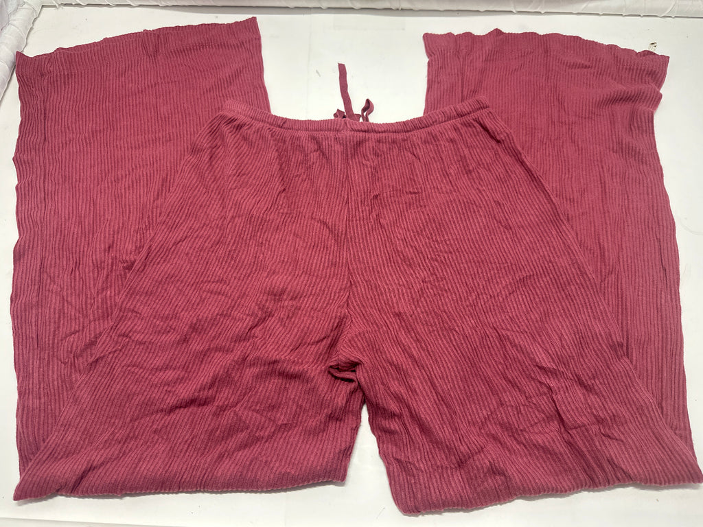 Auden Women's Burgundy Cozy Ribbed Wide Leg Lounge Pants Size XS